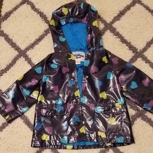 3/$18 Navy hearts rain jacket